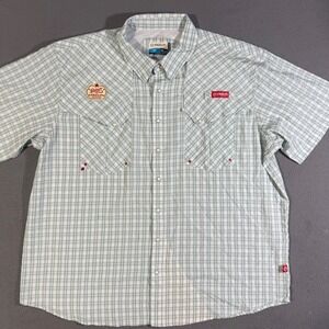 Magellan Outdoors Shiner‎ Beer Fishing Shirt  3XL Plaid Button Up Short Sleeve